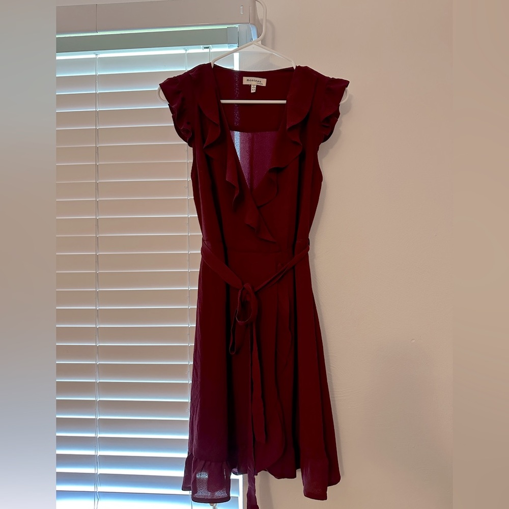 Deep cranberry wrap dress size small
